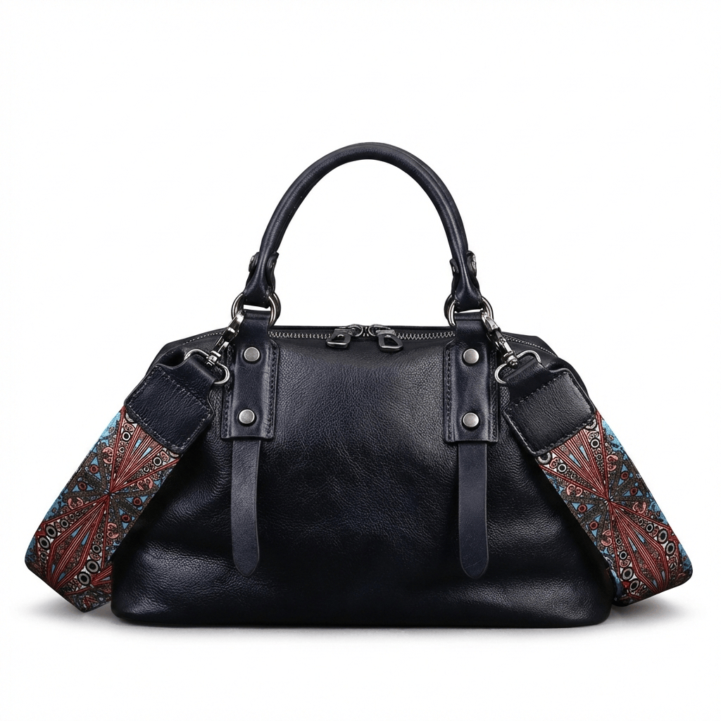 Petit sac de voyage en cuir noir