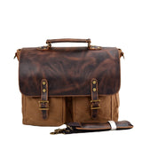 Porte-documents vintage en toile et cuir
