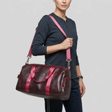 Sac de sport femme en cuir synthétique rouge