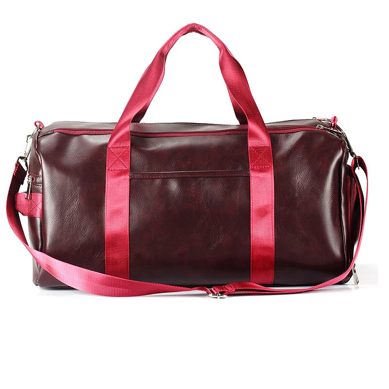 Sac de sport en cuir synthétique rouge