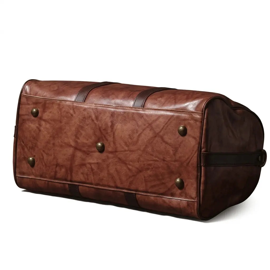 Sac de voyage boston en cuir marron pour homme