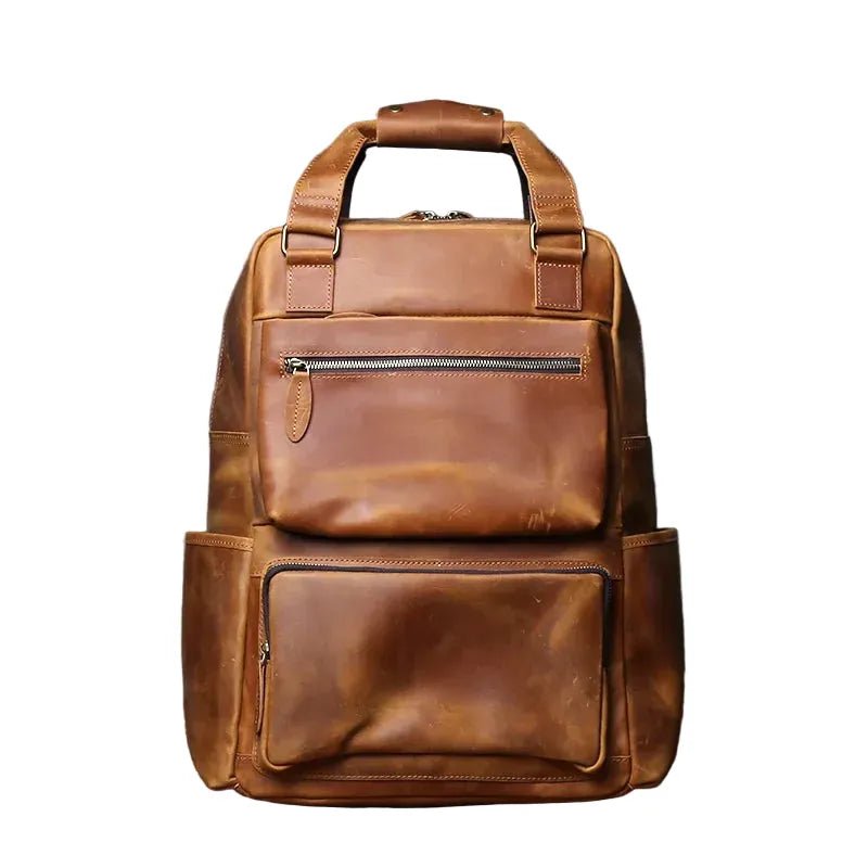 Sac de voyage à dos en cuir camel