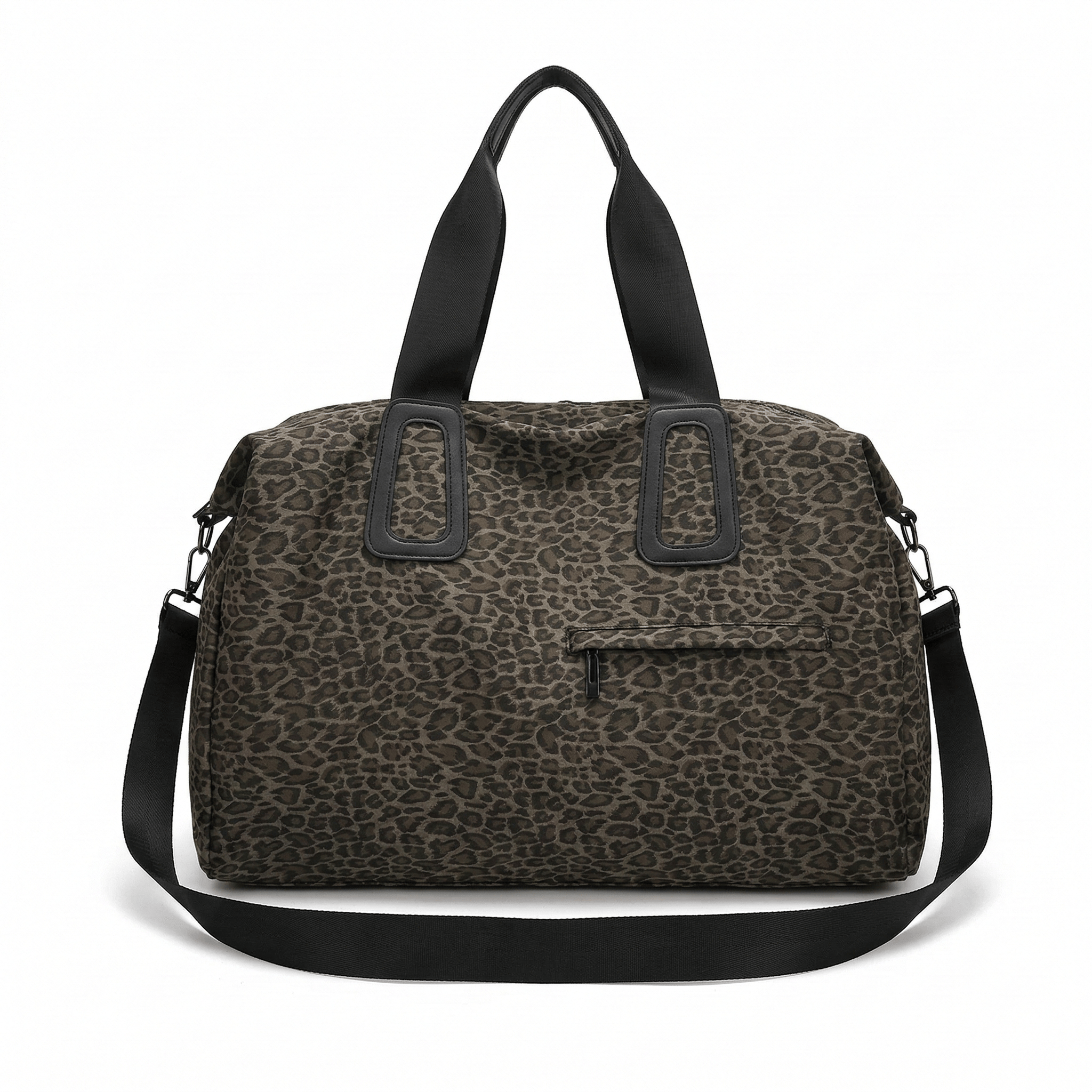 Sac de voyage en coton léopard marron