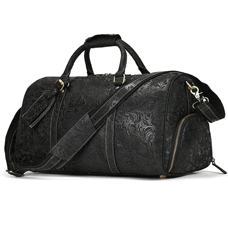 Sac de voyage en cuir vintage noir