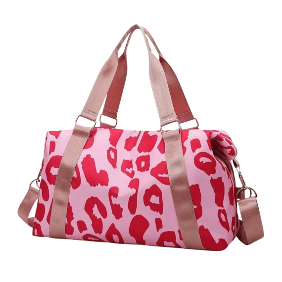 Sac de voyage en tissu panthère rose