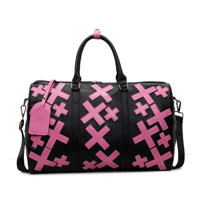 Sac de voyage à motifs croix rose