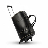 Sac de voyage noir à roulettes en cuir