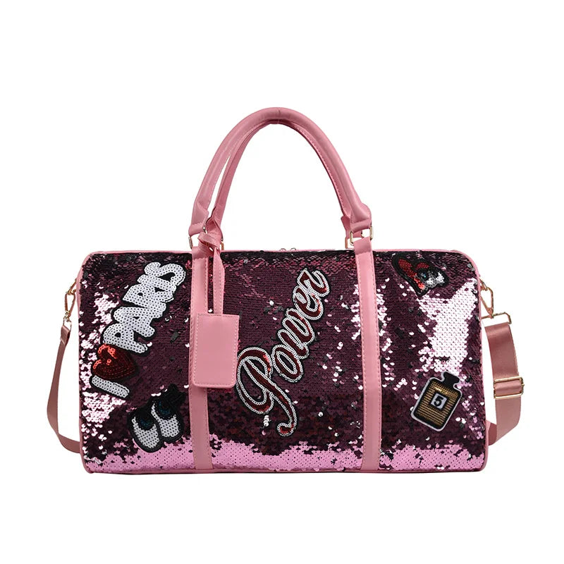 Sac de voyage paillette rose