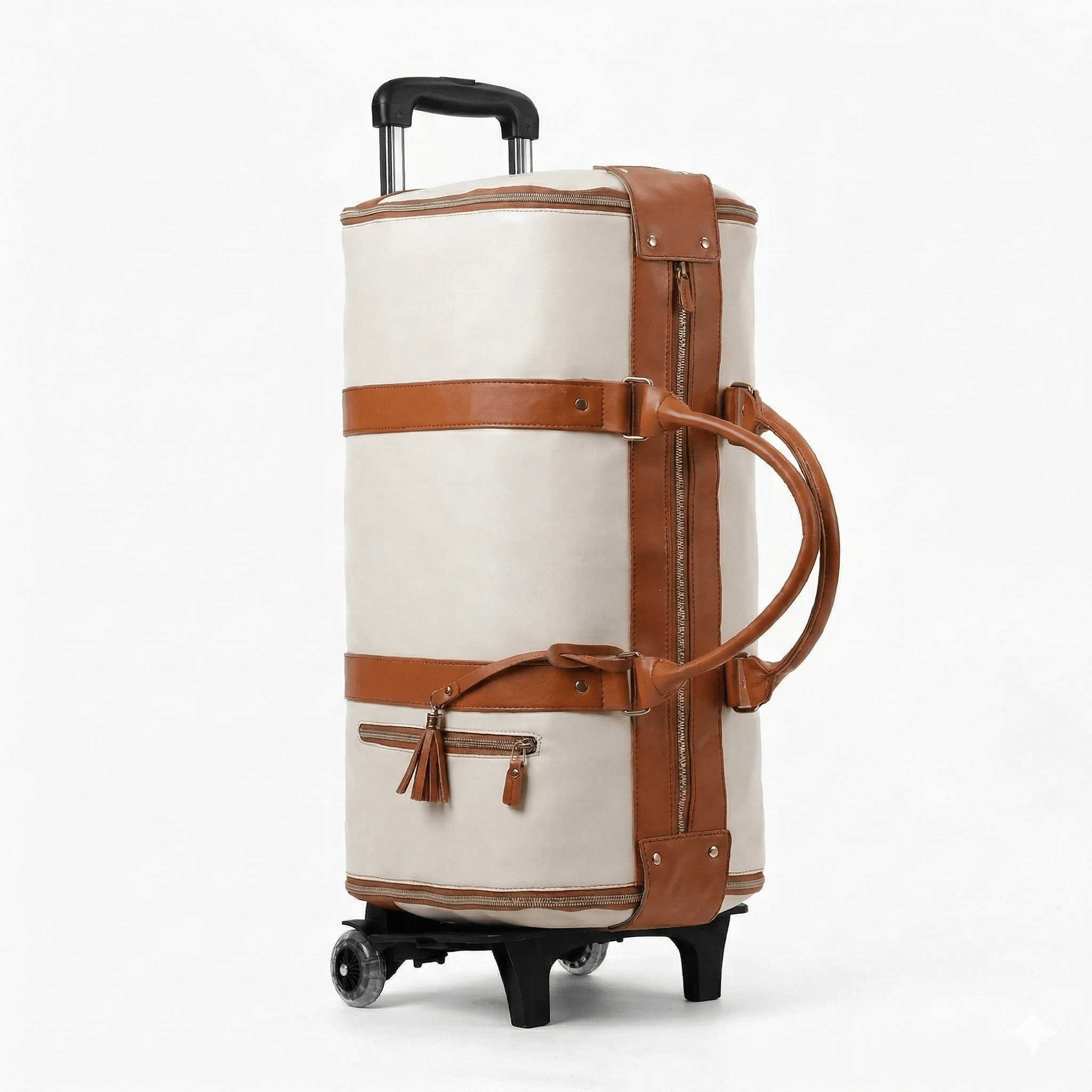 Sac de voyage roulettes en cuir blanc