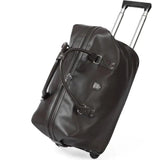 Sac de voyage à roulettes en cuir lisse marron