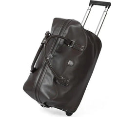 Sac de voyage à roulettes en cuir lisse marron