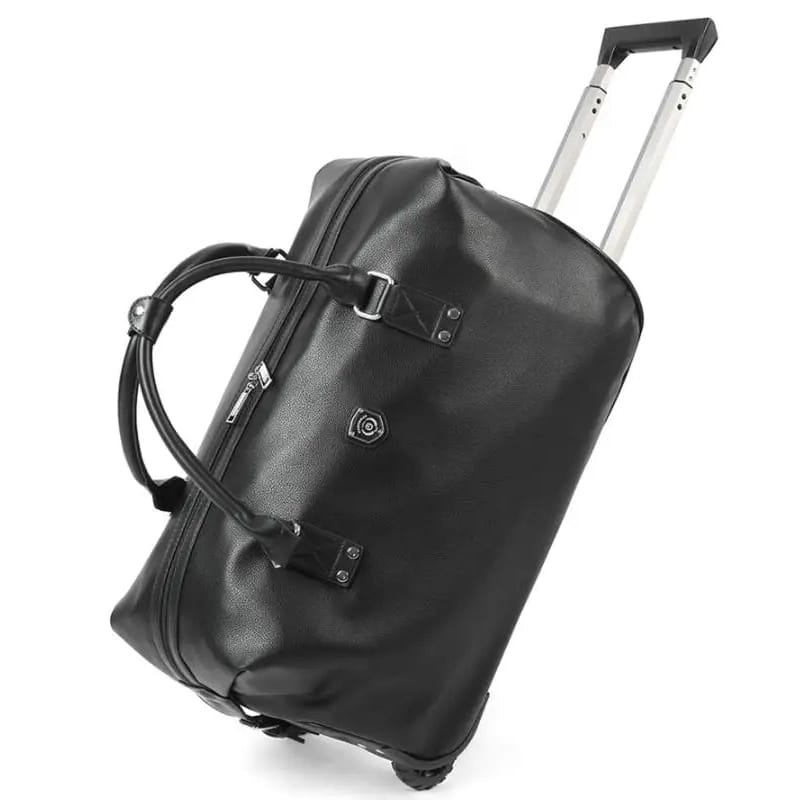 Sac de voyage à roulettes en cuir lisse noir