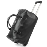 Sac de voyage à roulettes en cuir lisse noir
