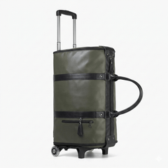 Sac de voyage à roulettes en cuir vert