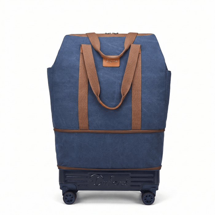 Sac de voyage à roulettes en tissu bleu