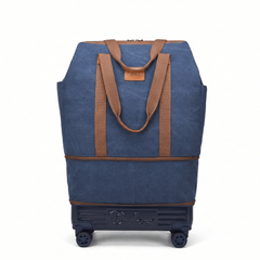 Sac de voyage à roulettes en tissu bleu