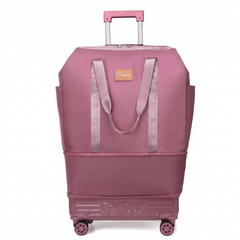 Sac de voyage à roulettes en tissu rose