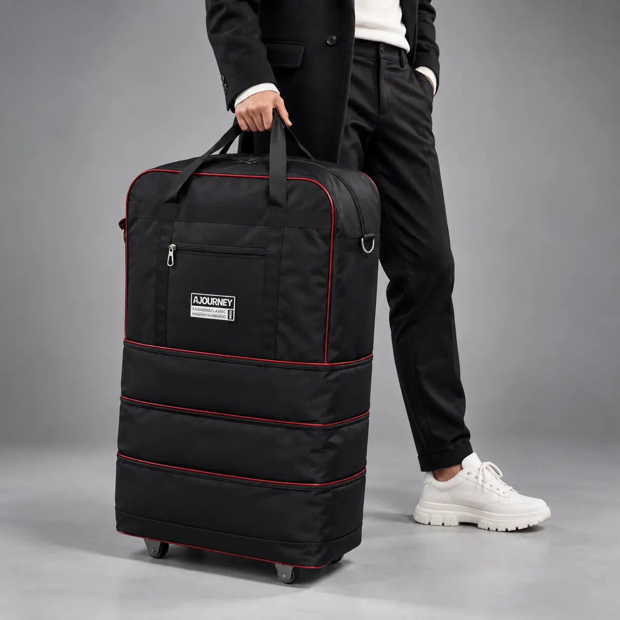 Sac de voyage à roulettes pliable noir