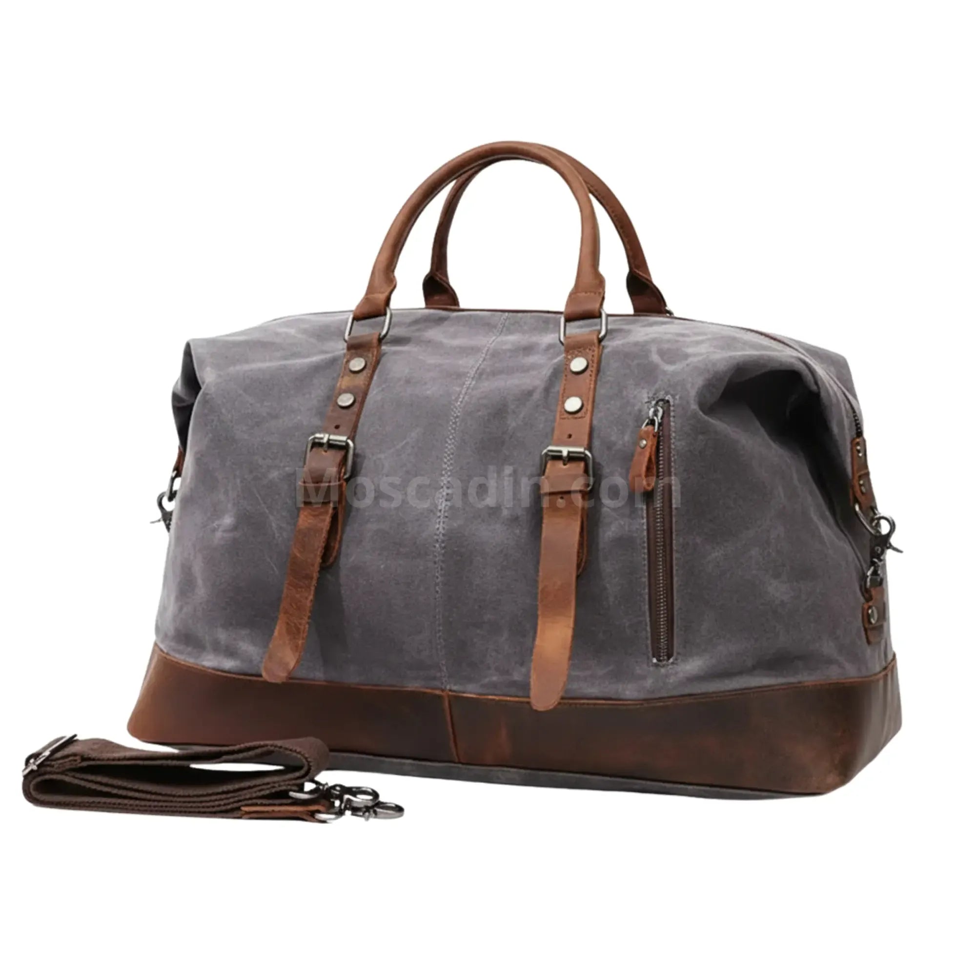 Sac de voyage toile et cuir gris
