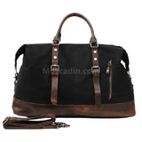 Sac de voyage toile et cuir noir
