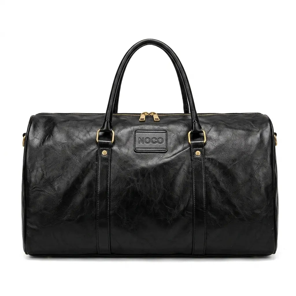 Sac de voyage vintage aspect cuir noir