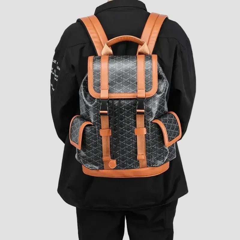Sac à dos de voyage en cuir bicolore pour homme