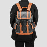 Sac à dos de voyage en cuir bicolore pour homme