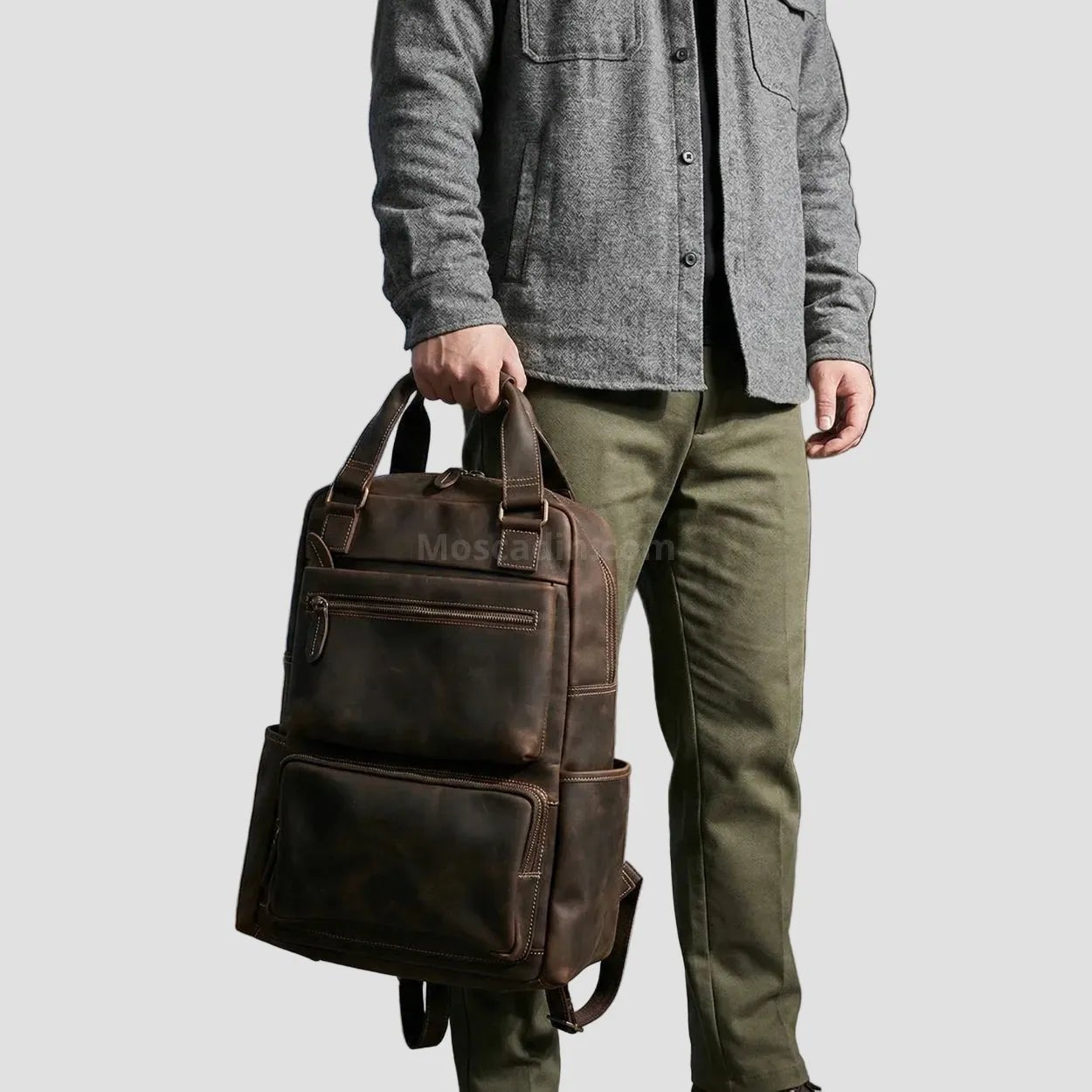 Sac à dos de voyage homme en cuir marron