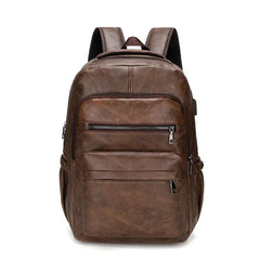 Sac à dos de voyage multi-poches en cuir marron