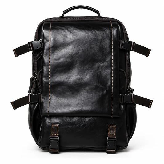 Sac à dos en cuir à sangles de compression