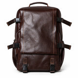 Sac à dos en cuir à sangles de compression marron