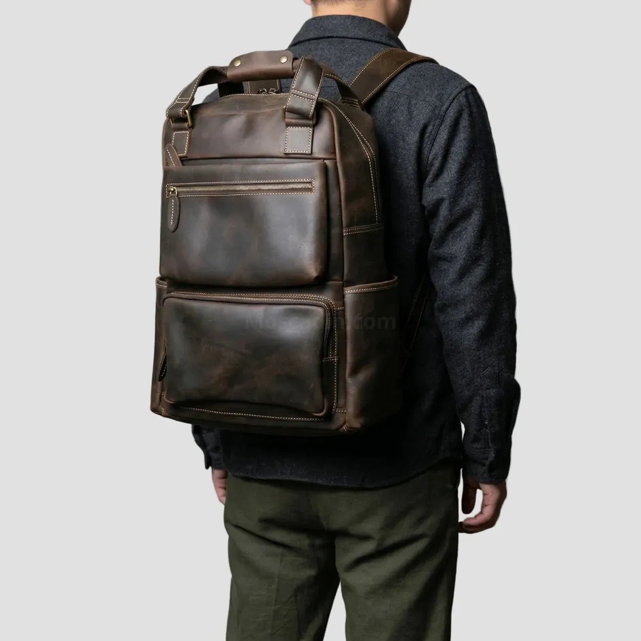 Sac à dos homme en cuir marron