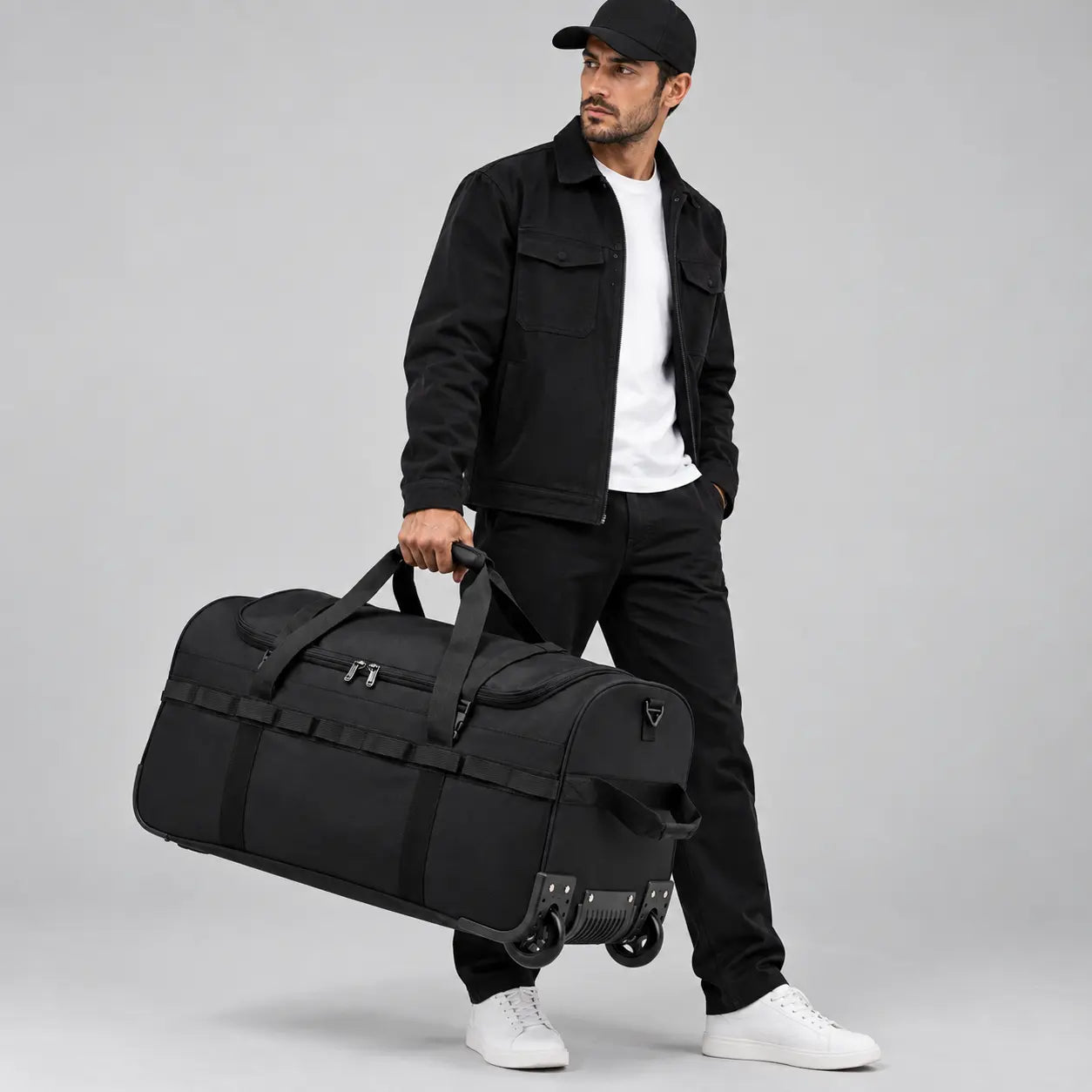 Sac polochon à roulettes robuste homme