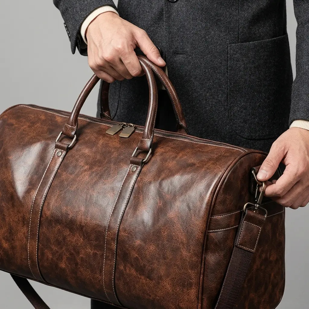 Sac week-end en similicuir patiné homme