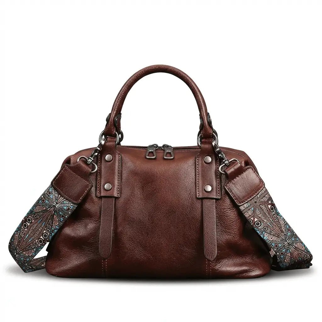 Petit sac de voyage en cuir marron