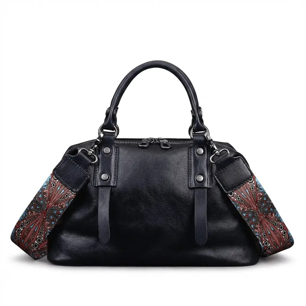 Petit sac de voyage en cuir noir
