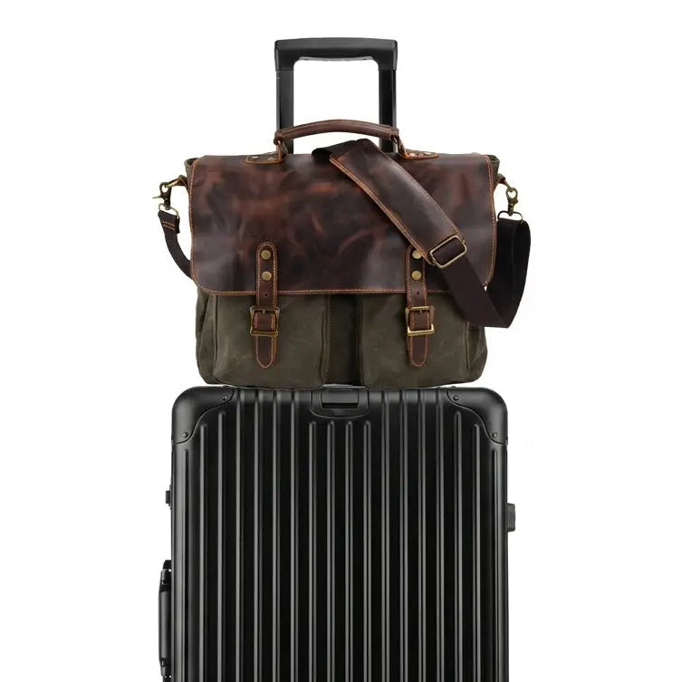 Porte-documents en toile et cuir