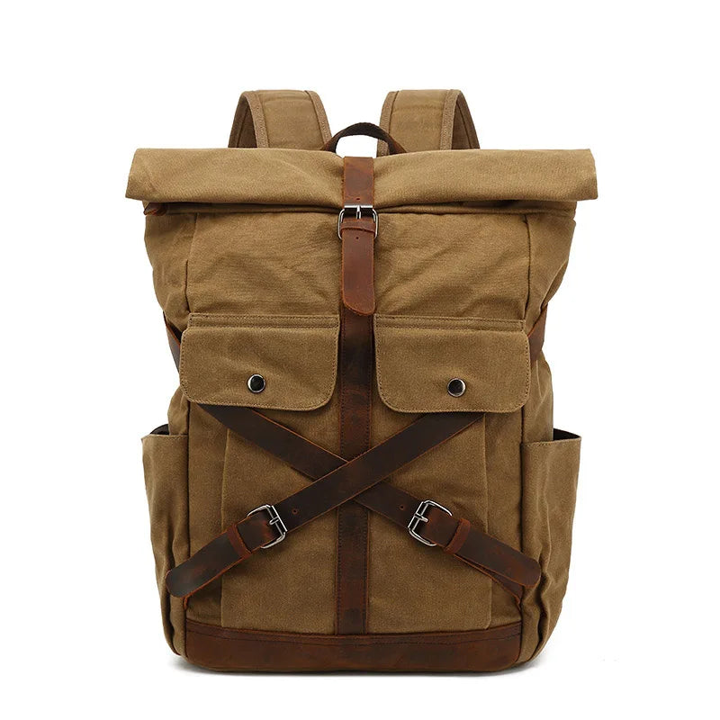 Sac à dos roll top en toile cirée