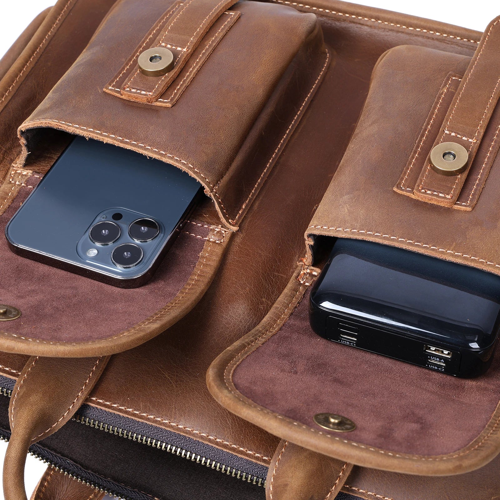 Sac bandoulière en cuir vintage homme