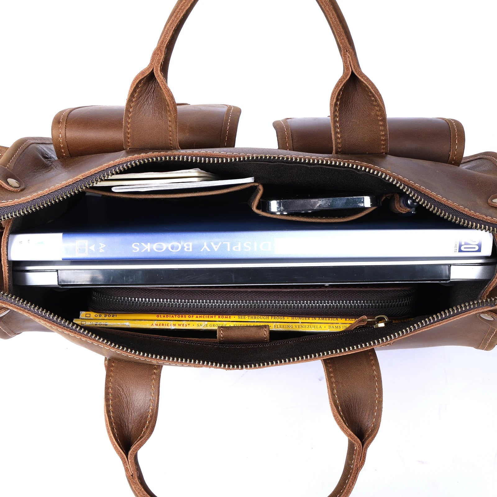 Sac bandoulière en cuir vintage marron homme