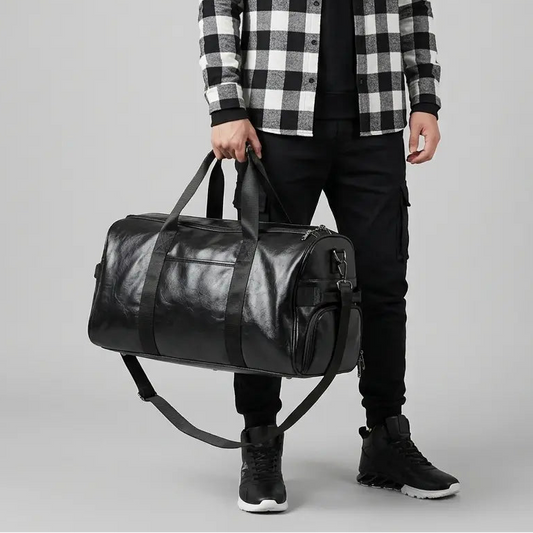 Sac de sport en cuir synthétique noir