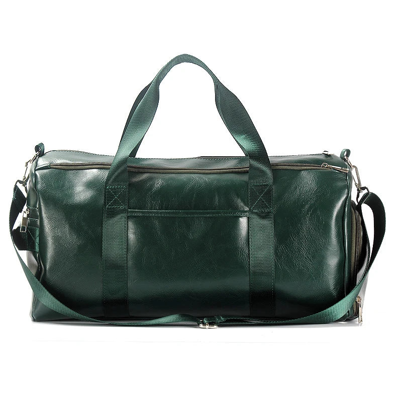 Sac de sport en cuir synthétique vert