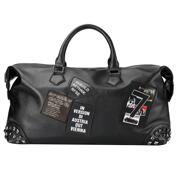 Sac de voyage aspect cuir clouté