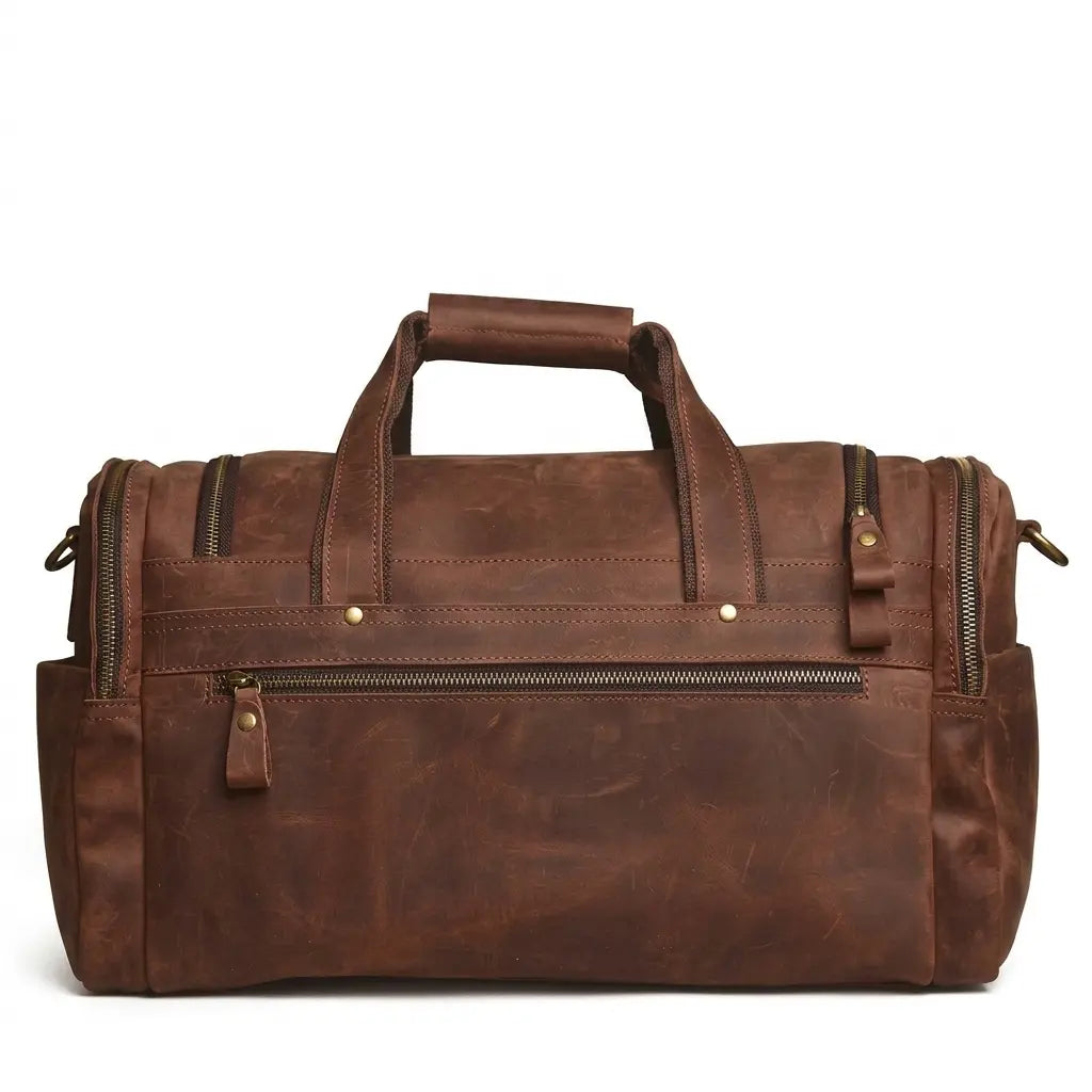 Sac de voyage baroudeur en cuir robuste