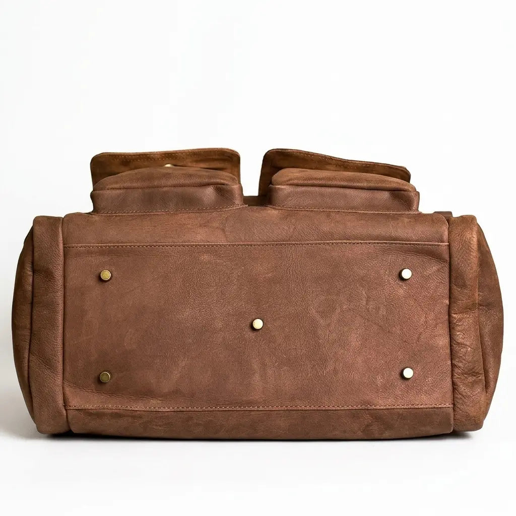 Sac de voyage baroudeur en cuir véritable marron