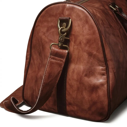 Sac de voyage boston en cuir marron