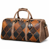 Sac de voyage boston en cuir patchwork