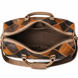 Sac de voyage boston en cuir patchwork marron