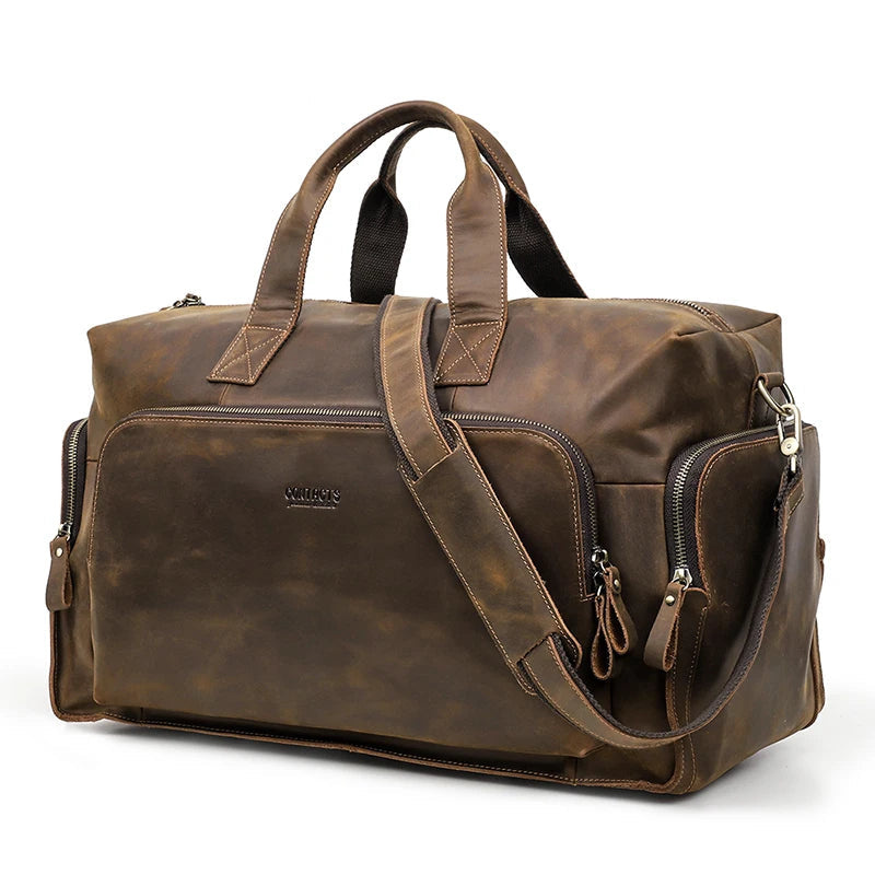 Sac de voyage business en cuir de vache marron