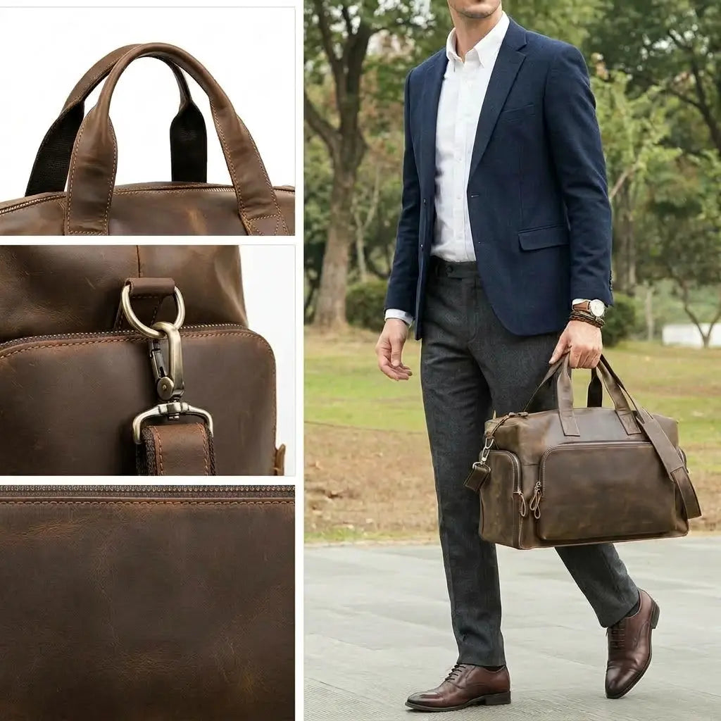 Sac de voyage business en cuir de vache  pour homme